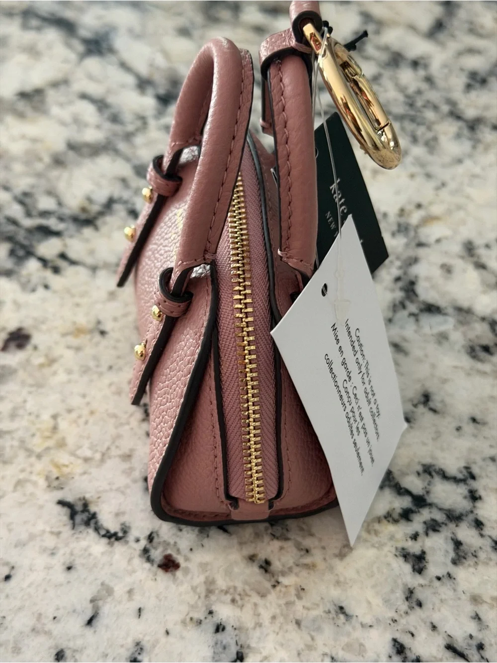 kate spade Mauve Pink Mini Dome Satchel Keychain